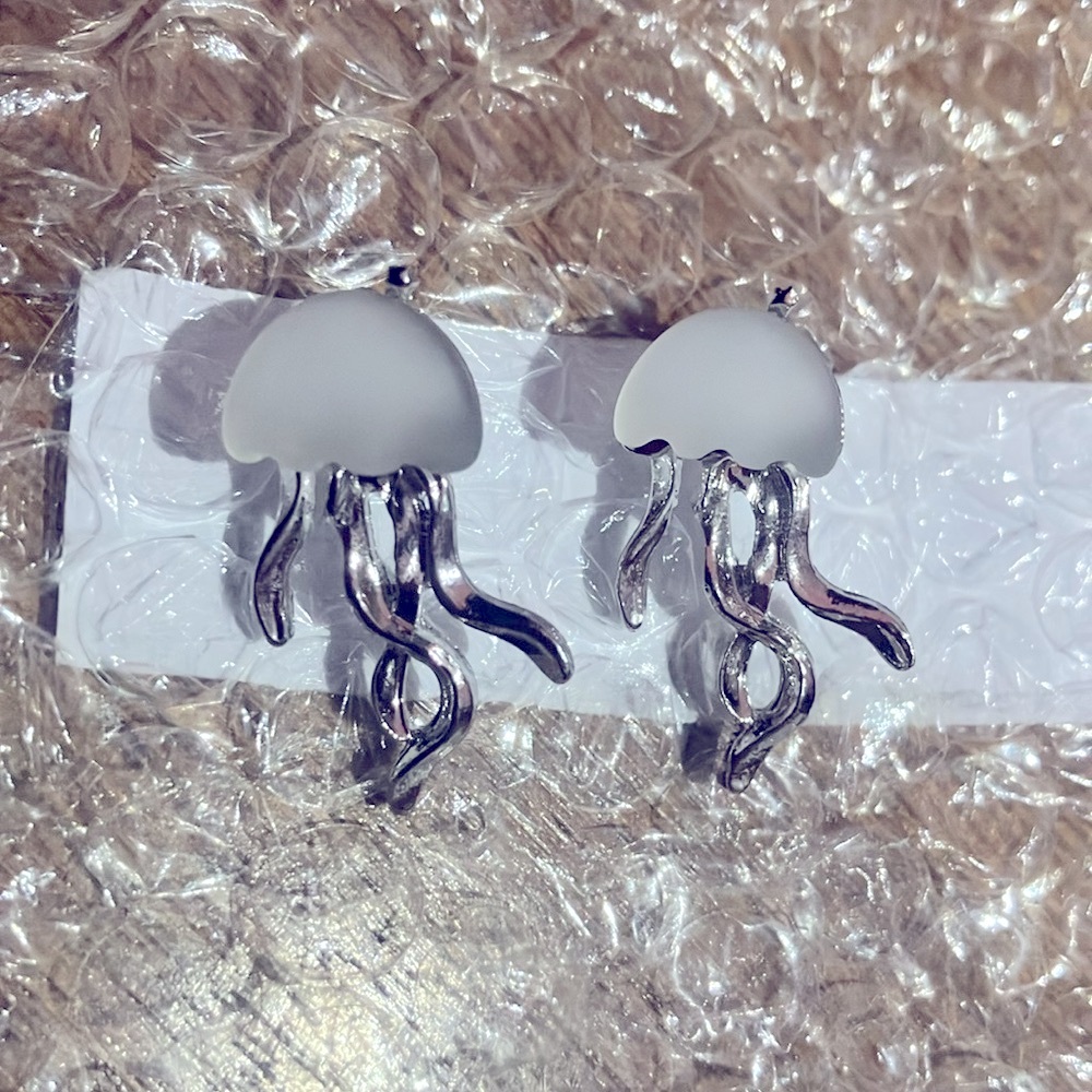 NWT 925 Silver Crystal Jellyfish Drop Dangle Earrings Womens Jewelry